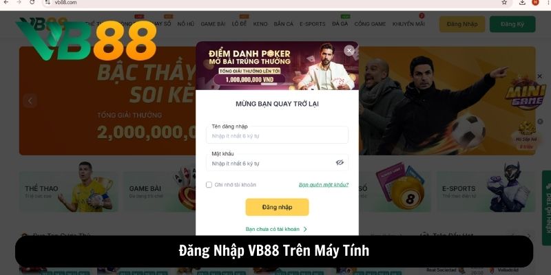 Đăng Nhập VB88 Trên Máy Tính
